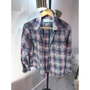Aventura organic flannel extra soft LG purple teal Colorado western style
